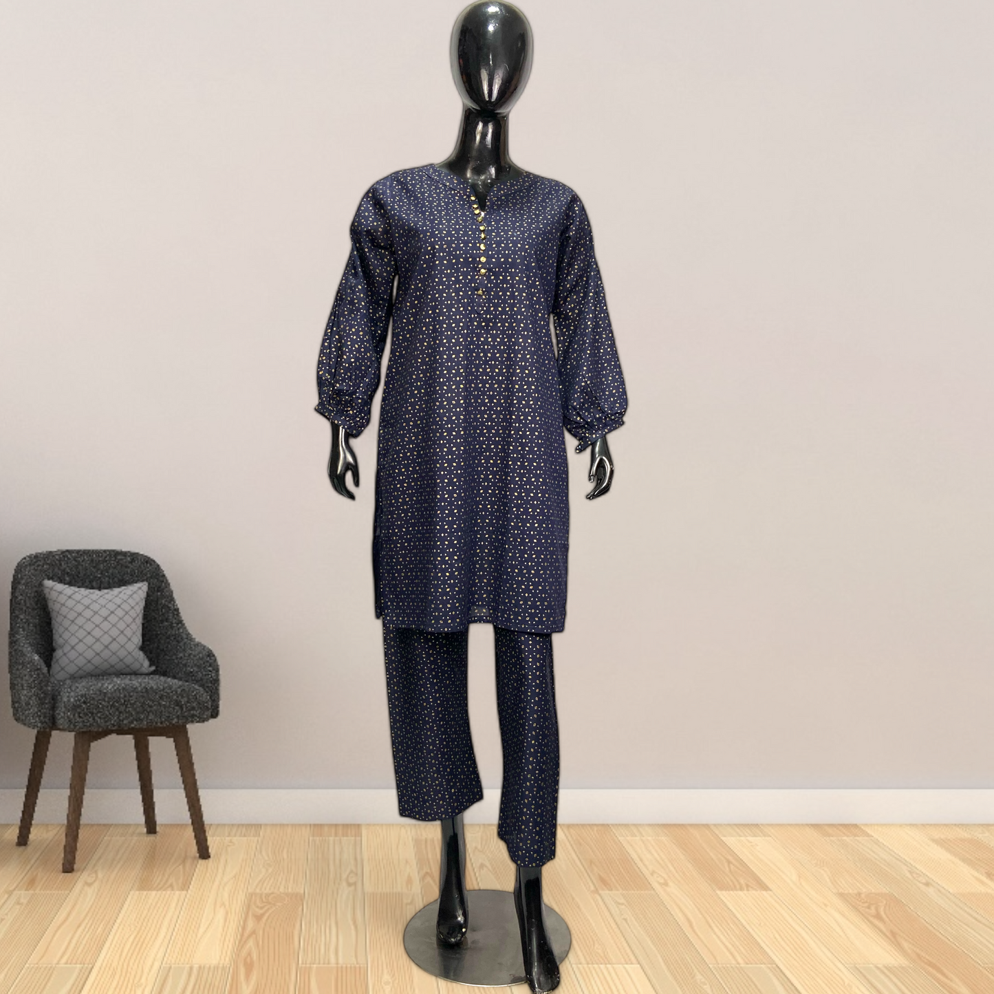 2-Piece Block Print Cotton Suit – Effortless Style & Comfort MMG-D-127