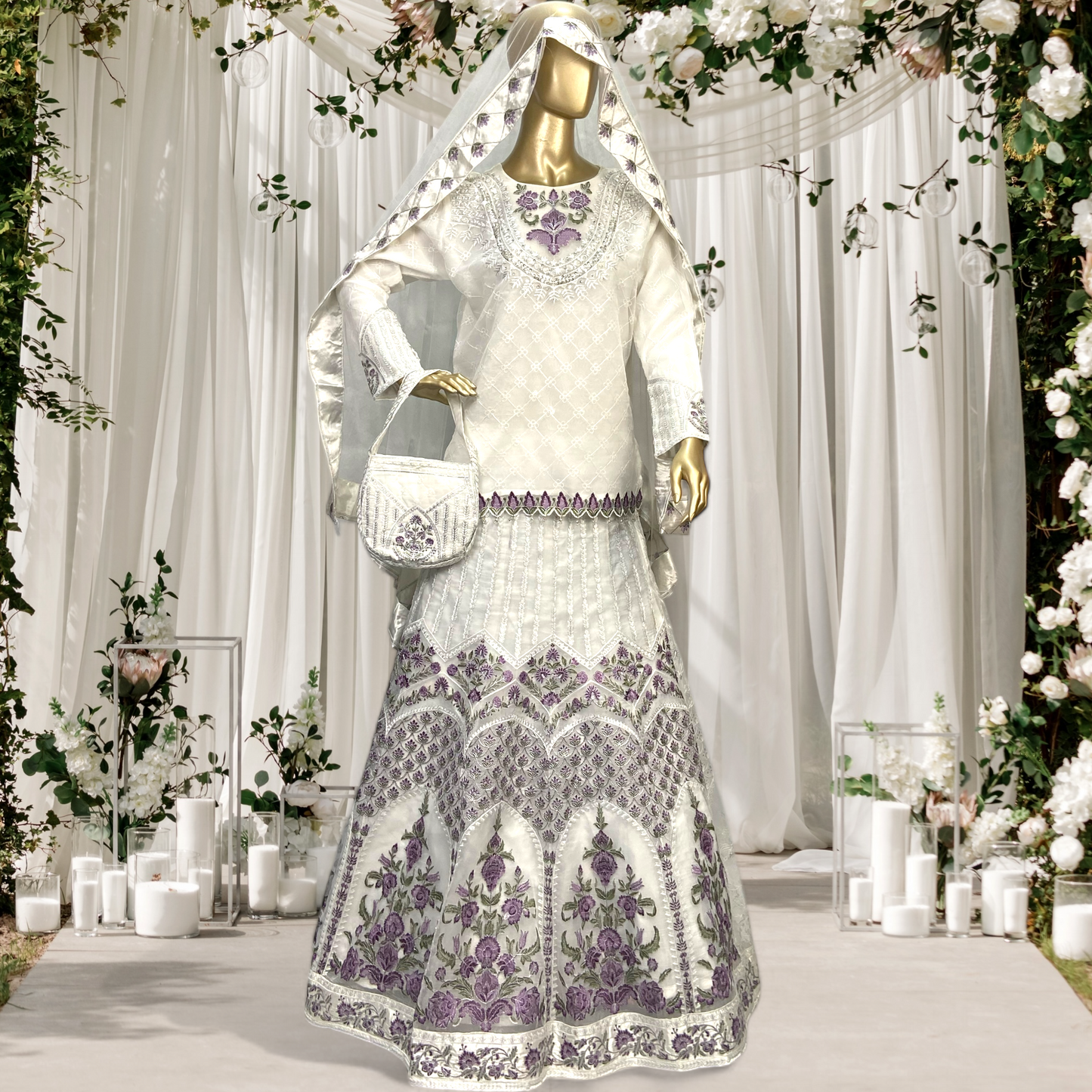 Elegant 3-Piece Organza Sharara Set with Net Dupatta  MMG-781