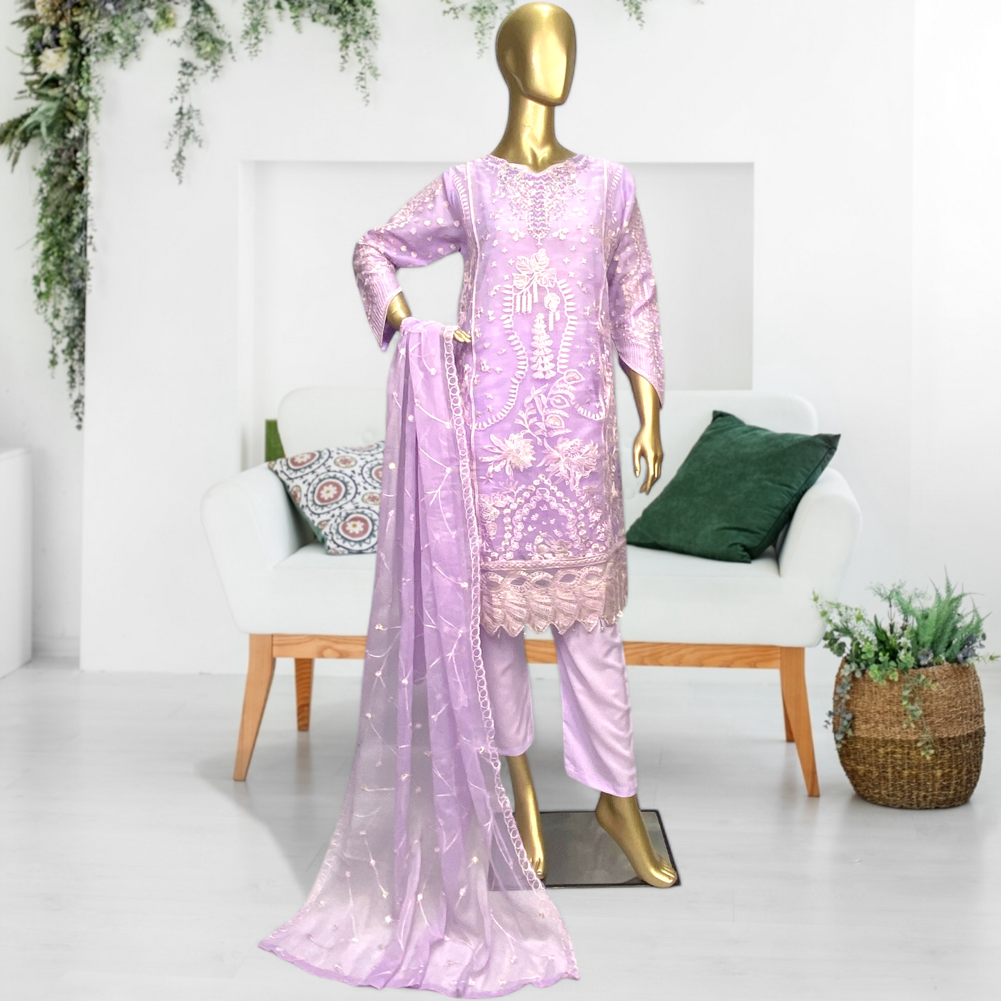 Stunning 3-Piece Organza Suit – Perfect for Special Occasions MMG-794