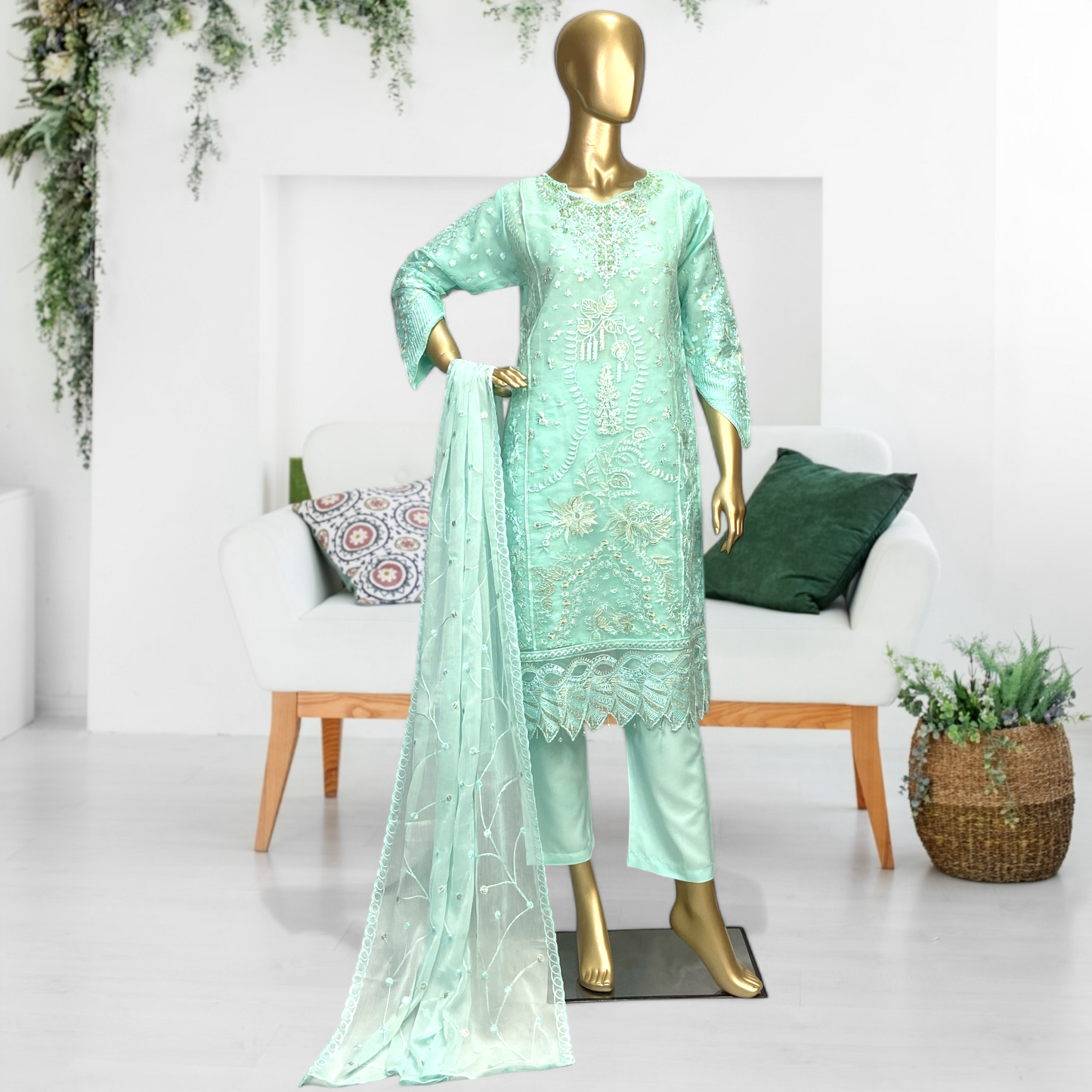 Stunning 3-Piece Organza Suit – Perfect for Special Occasions MMG-794